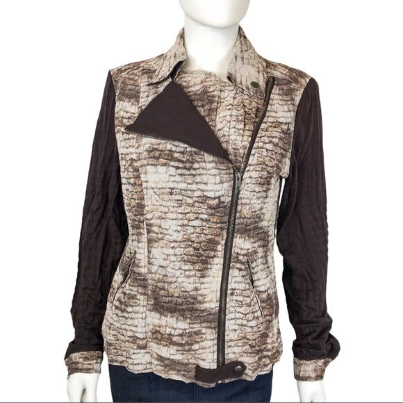 Alberto Makali Jackets & Blazers - Alberto Makali Moto Biker Brown Brick Zip Jacket